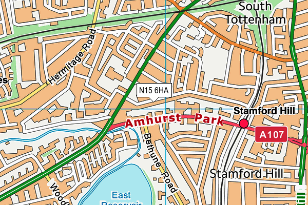 N15 6HA map - OS VectorMap District (Ordnance Survey)