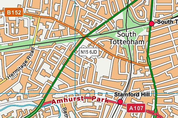 N15 6JD map - OS VectorMap District (Ordnance Survey)
