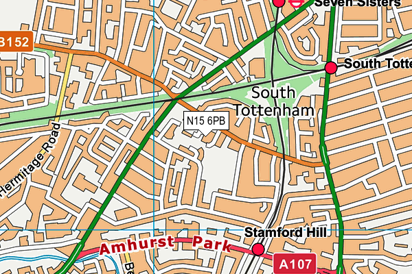 N15 6PB map - OS VectorMap District (Ordnance Survey)