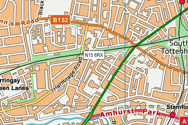 N15 6RX map - OS VectorMap District (Ordnance Survey)