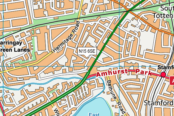 N15 6SE map - OS VectorMap District (Ordnance Survey)