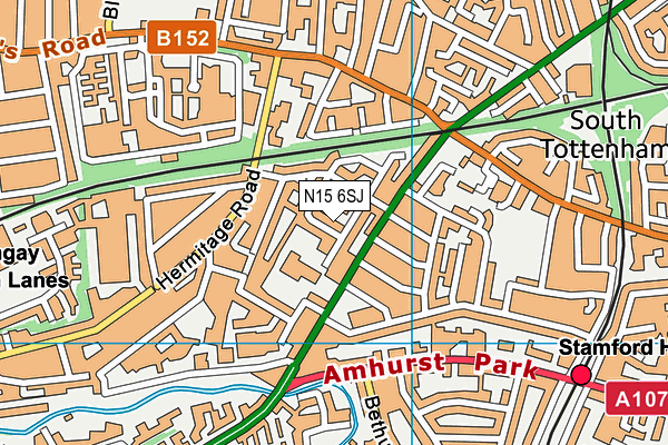 N15 6SJ map - OS VectorMap District (Ordnance Survey)