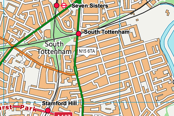 N15 6TA map - OS VectorMap District (Ordnance Survey)