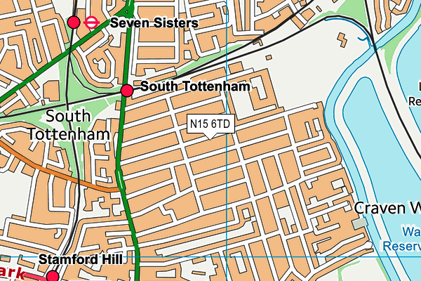 N15 6TD map - OS VectorMap District (Ordnance Survey)