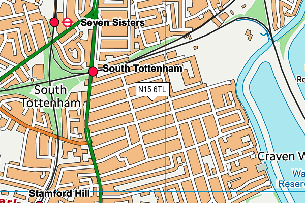 N15 6TL map - OS VectorMap District (Ordnance Survey)