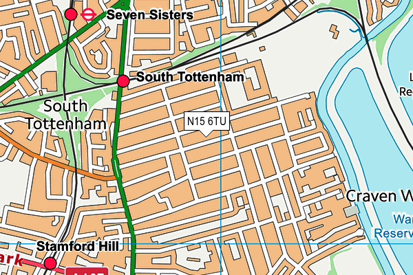 N15 6TU map - OS VectorMap District (Ordnance Survey)