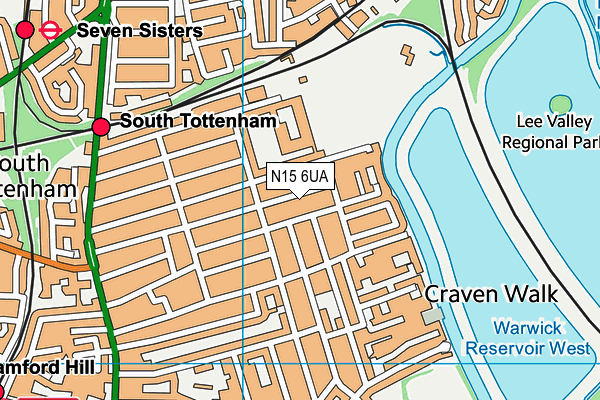 N15 6UA map - OS VectorMap District (Ordnance Survey)