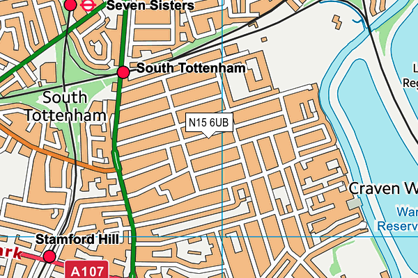 N15 6UB map - OS VectorMap District (Ordnance Survey)