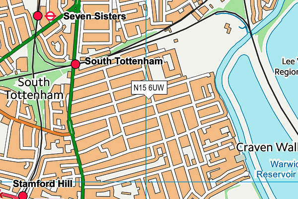 N15 6UW map - OS VectorMap District (Ordnance Survey)