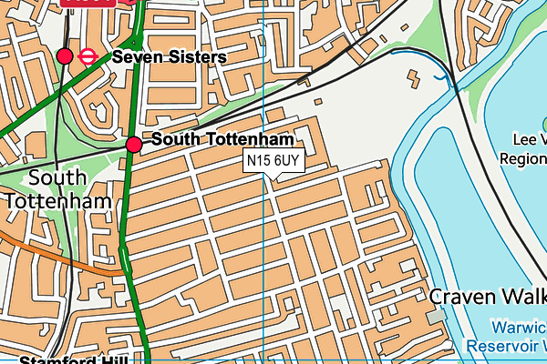 N15 6UY map - OS VectorMap District (Ordnance Survey)