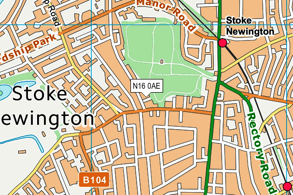 N16 0AE map - OS VectorMap District (Ordnance Survey)