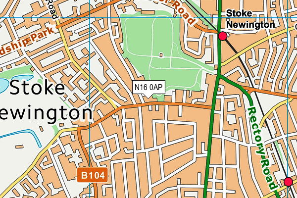 N16 0AP map - OS VectorMap District (Ordnance Survey)