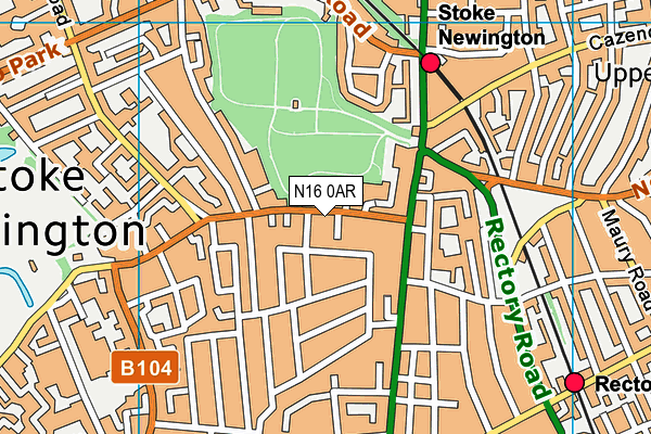 N16 0AR map - OS VectorMap District (Ordnance Survey)