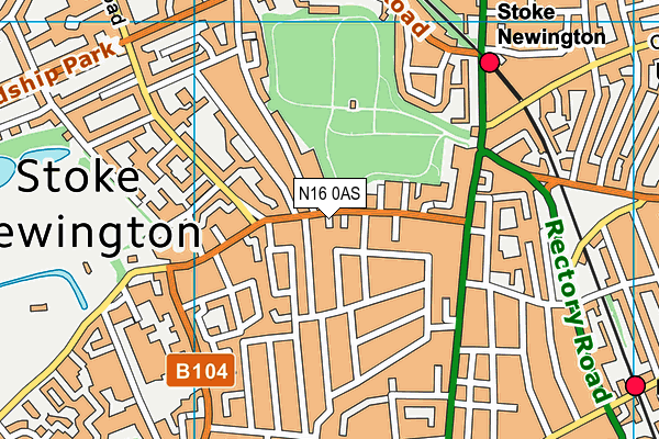 N16 0AS map - OS VectorMap District (Ordnance Survey)