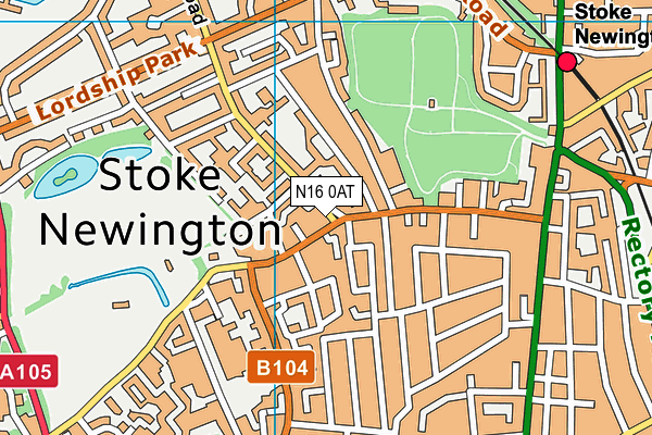 N16 0AT map - OS VectorMap District (Ordnance Survey)