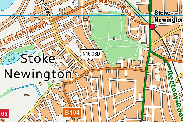 N16 0BD map - OS VectorMap District (Ordnance Survey)