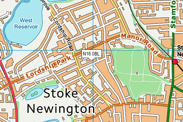 N16 0BL map - OS VectorMap District (Ordnance Survey)