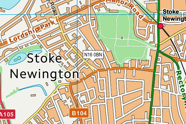 N16 0BN map - OS VectorMap District (Ordnance Survey)