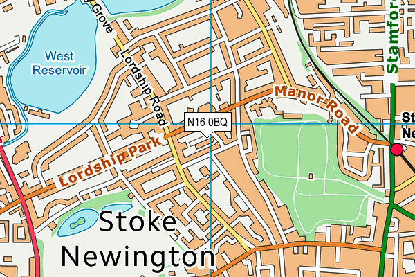 N16 0BQ map - OS VectorMap District (Ordnance Survey)