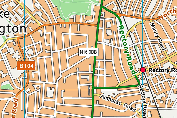 N16 0DB map - OS VectorMap District (Ordnance Survey)
