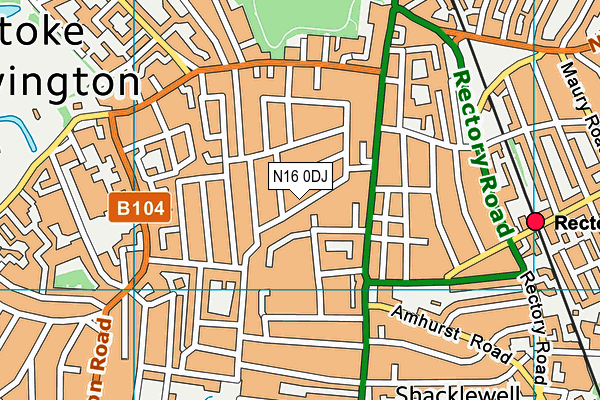 N16 0DJ map - OS VectorMap District (Ordnance Survey)