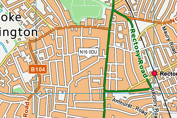 N16 0DU map - OS VectorMap District (Ordnance Survey)