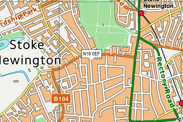 N16 0EF map - OS VectorMap District (Ordnance Survey)