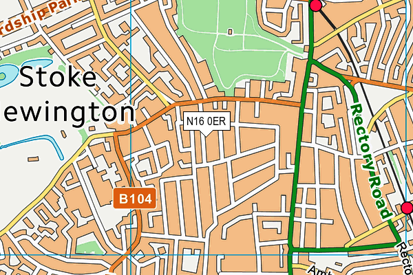 N16 0ER map - OS VectorMap District (Ordnance Survey)