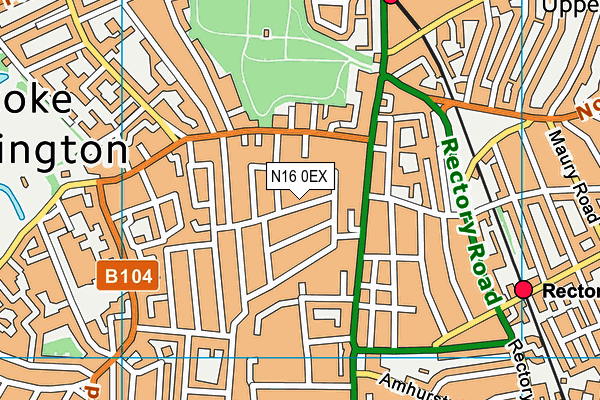 N16 0EX map - OS VectorMap District (Ordnance Survey)