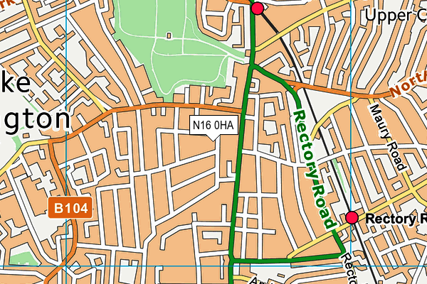 N16 0HA map - OS VectorMap District (Ordnance Survey)