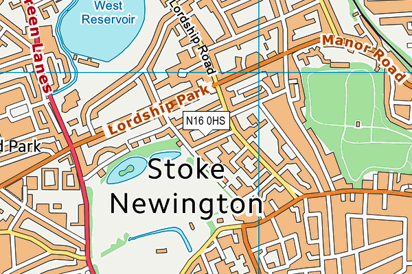 N16 0HS map - OS VectorMap District (Ordnance Survey)