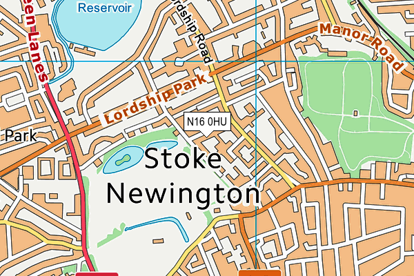 N16 0HU map - OS VectorMap District (Ordnance Survey)