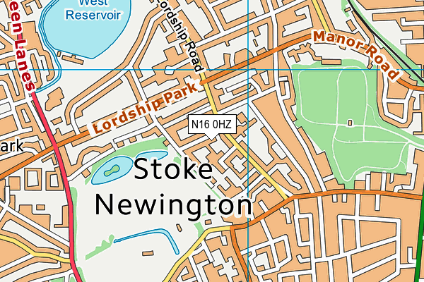 N16 0HZ map - OS VectorMap District (Ordnance Survey)