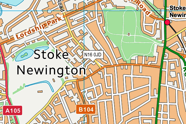 N16 0JD map - OS VectorMap District (Ordnance Survey)