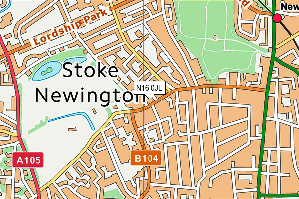 N16 0JL map - OS VectorMap District (Ordnance Survey)