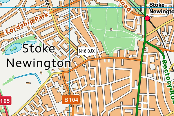 N16 0JX map - OS VectorMap District (Ordnance Survey)