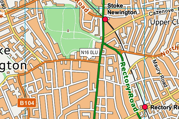 N16 0LU map - OS VectorMap District (Ordnance Survey)