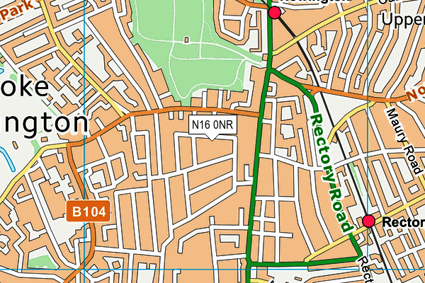 N16 0NR map - OS VectorMap District (Ordnance Survey)