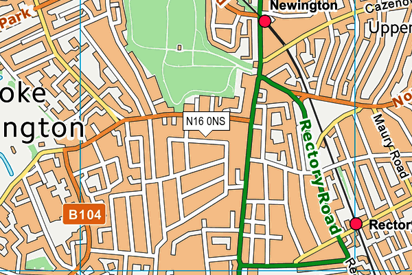 N16 0NS map - OS VectorMap District (Ordnance Survey)