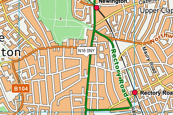 N16 0NY map - OS VectorMap District (Ordnance Survey)