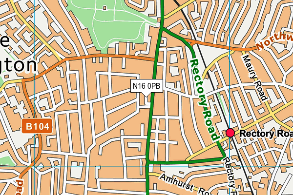 N16 0PB map - OS VectorMap District (Ordnance Survey)