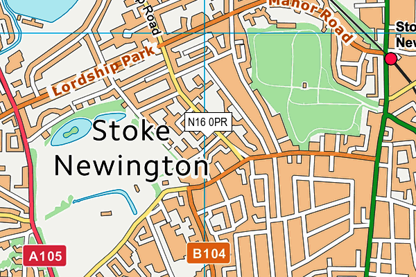 N16 0PR map - OS VectorMap District (Ordnance Survey)