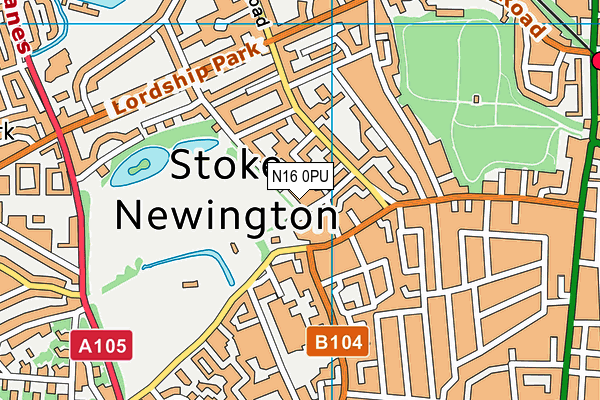 N16 0PU map - OS VectorMap District (Ordnance Survey)