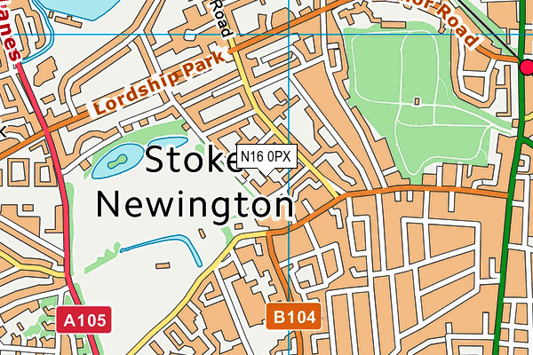 N16 0PX map - OS VectorMap District (Ordnance Survey)