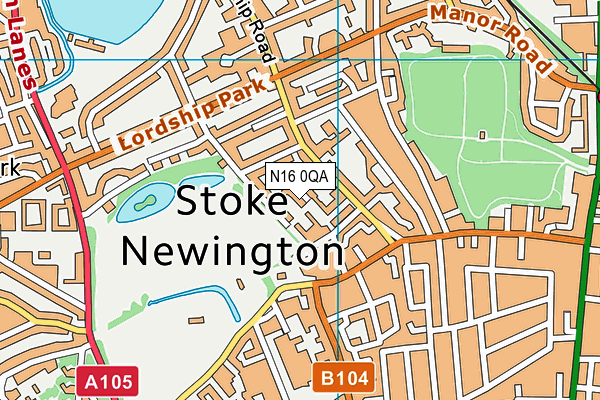 N16 0QA map - OS VectorMap District (Ordnance Survey)