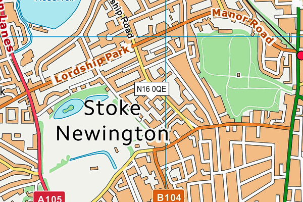 N16 0QE map - OS VectorMap District (Ordnance Survey)