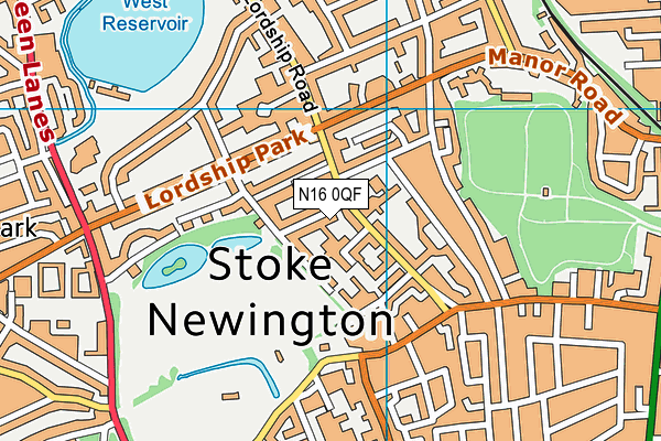 N16 0QF map - OS VectorMap District (Ordnance Survey)