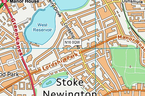 N16 0QW map - OS VectorMap District (Ordnance Survey)
