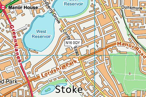 N16 0QY map - OS VectorMap District (Ordnance Survey)