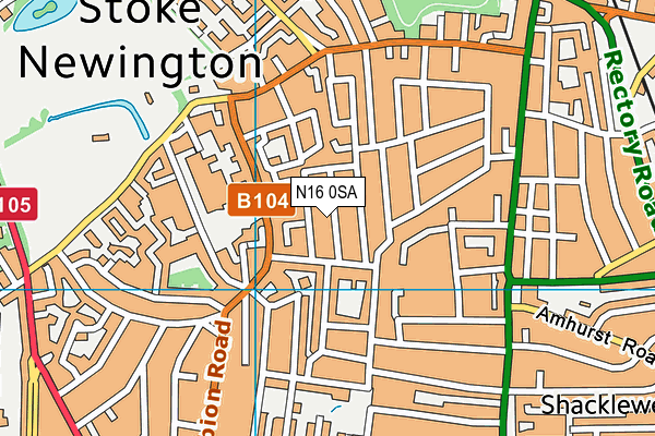 N16 0SA map - OS VectorMap District (Ordnance Survey)